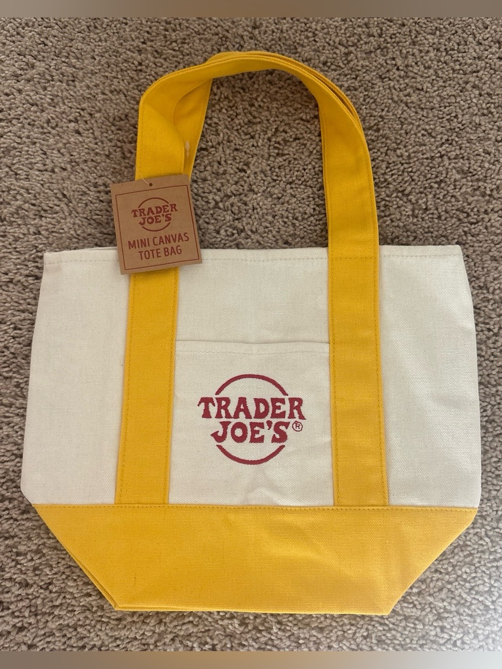 Brand New Trader Joe’s Mini Canvas Tote Bag in Yellow